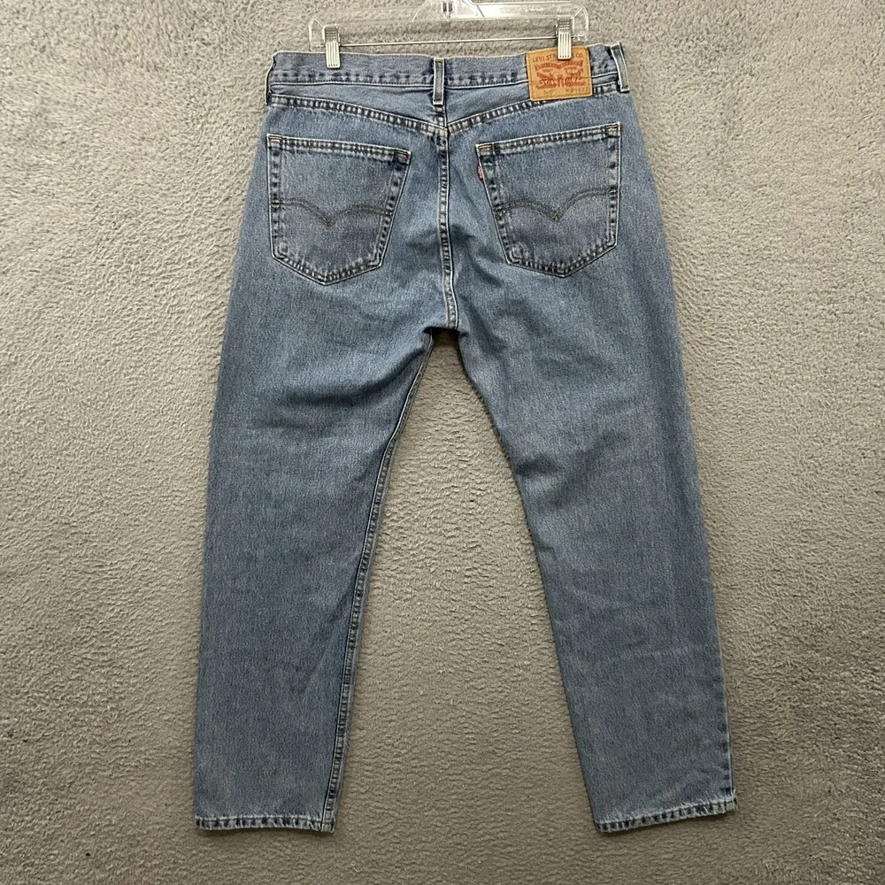 Levis Jeans Mens 36x32 Blue Denim 505 Regular Straight American Light Wash Adult